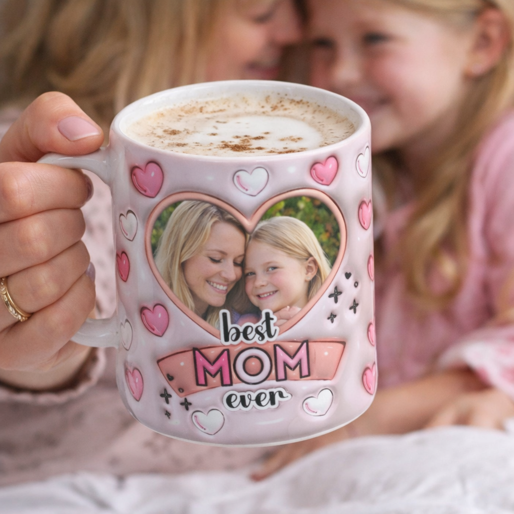 Best Mom Ever Custom Photo - Personalized 3D Inflated Effect Printed Mug - Gift For Mother