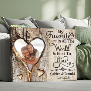 My Favorite Place Personalized Heart Photo Canvas Print Gift for Valentine s Day