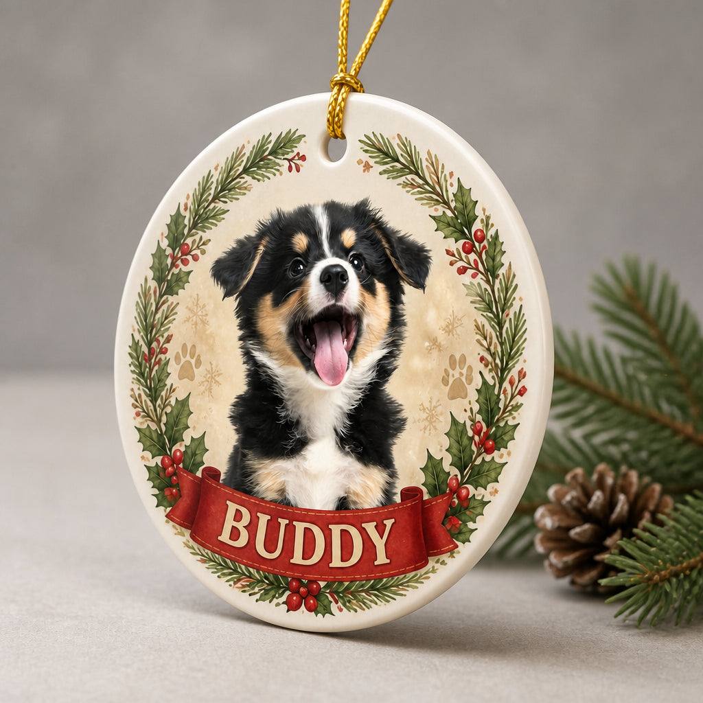 Custom Pet Photo Ornament – Winter Wreath Name Banner - Personalized Ornament 7019af20-ebbe-4115-9a1e-40c64042cfb6.jpg