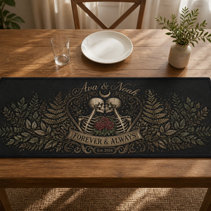 Forever & Always Gothic Botanical Couple Table Runner — Personalized Names & Year - Personalized Table Runner 7024c430-8e61-4f0c-a09b-78edff0cefc5.png