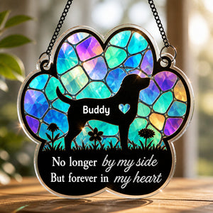 Pet Memorial Suncatcher – No Longer By My Side - Personalized Suncatcher Ornament 702b975f-0962-4e95-9a1c-e7a933dac97f.jpg
