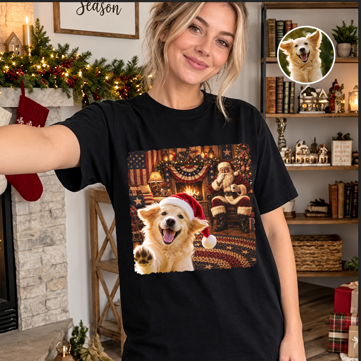 Custom Photo Funny Dog Selfie With Santa Comfort T-Shirt - Personalized Christmas Birthday Gifts For Dog Cat Lovers, Dog Dad And Mom, Cat Owners 703d8964-13aa-4a8e-b937-c6f4de8b4741-3-5-.png
