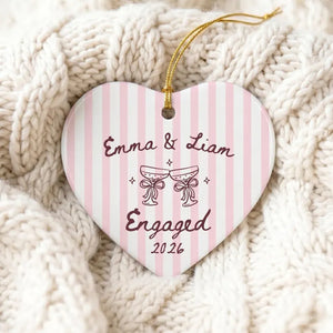 Engaged Ornament 2026 Custom Striped Engagement Ornament Ceramic Keepsake Wedding Gift for Engaged Couple Coquette Newlywed Gift Bride to Be 703f7401-0957-4e98-bc7b-3d2e7170dd7b-df-2-.webp
