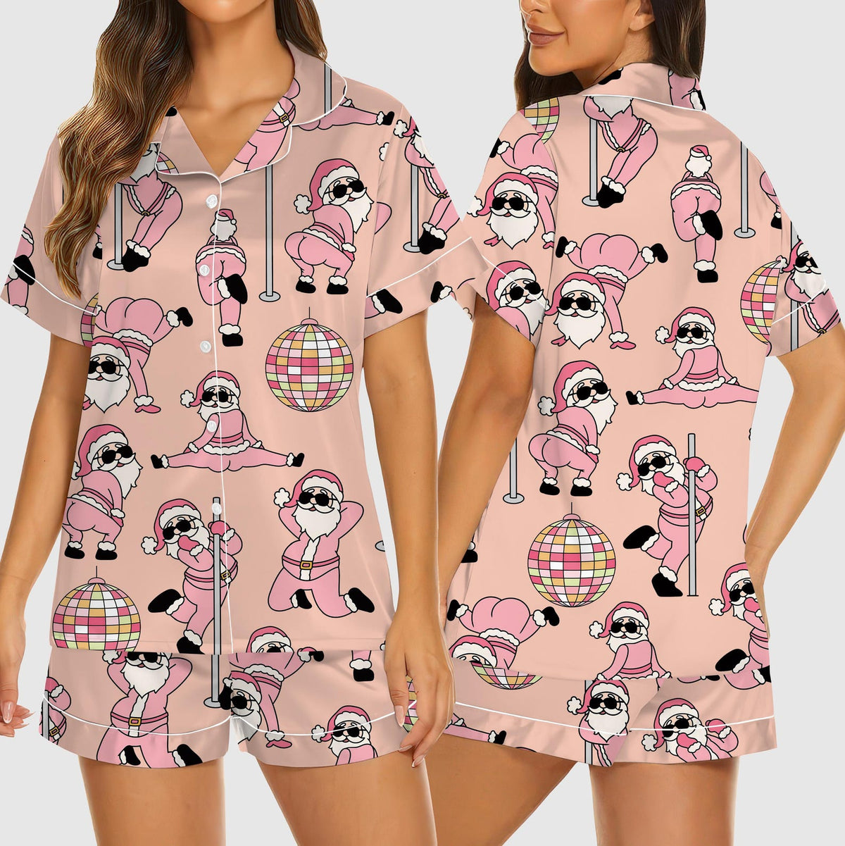 Women Christmas Pajama Set – Funny Dancing Santa Print Sleepwear, Pink Holiday Loungewear 704d00ee-d09a-414b-930f-81ff06c01ef2-il_1588xN.7390933574_2per.jpg