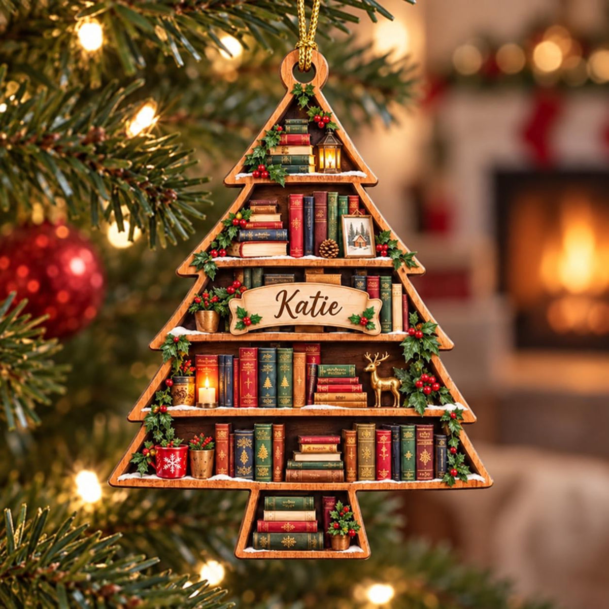 Custom Book Lover Christmas Tree Wood Ornament, Personalized Bookshelf Reader Decor 2026, Bookish Librarian Keepsake Gift 704ee96a-0606-4a4d-a4e9-e4d369b949f1-1.jpg