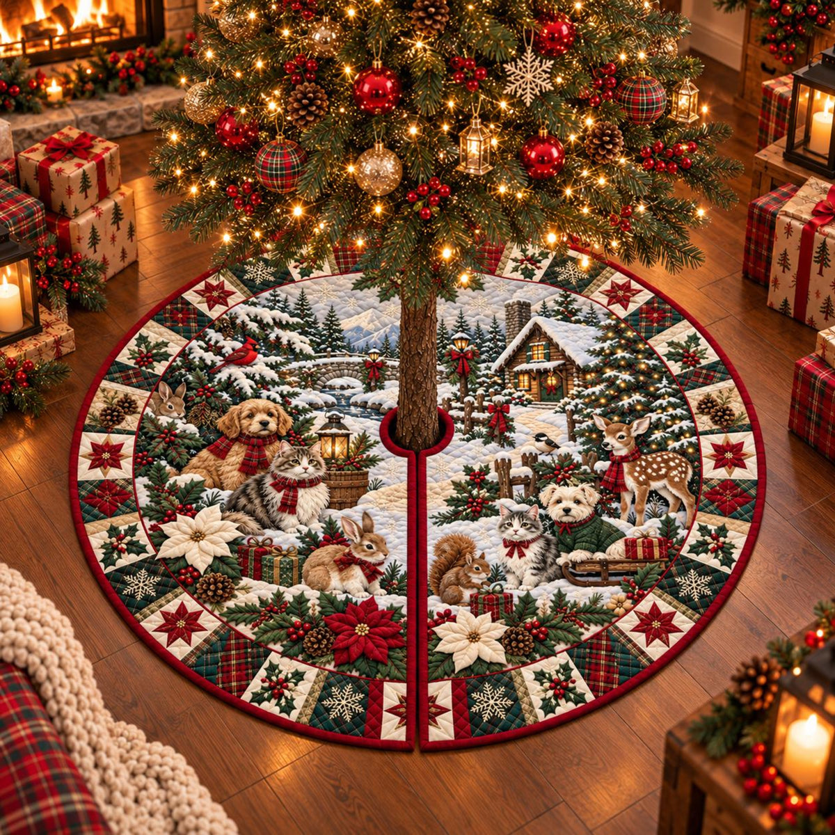 Winter Animals Christmas Tree Skirt, Rustic Cabin Holiday Decor 706000fb-46b1-4040-9480-d8a7bb060170-2.jpg