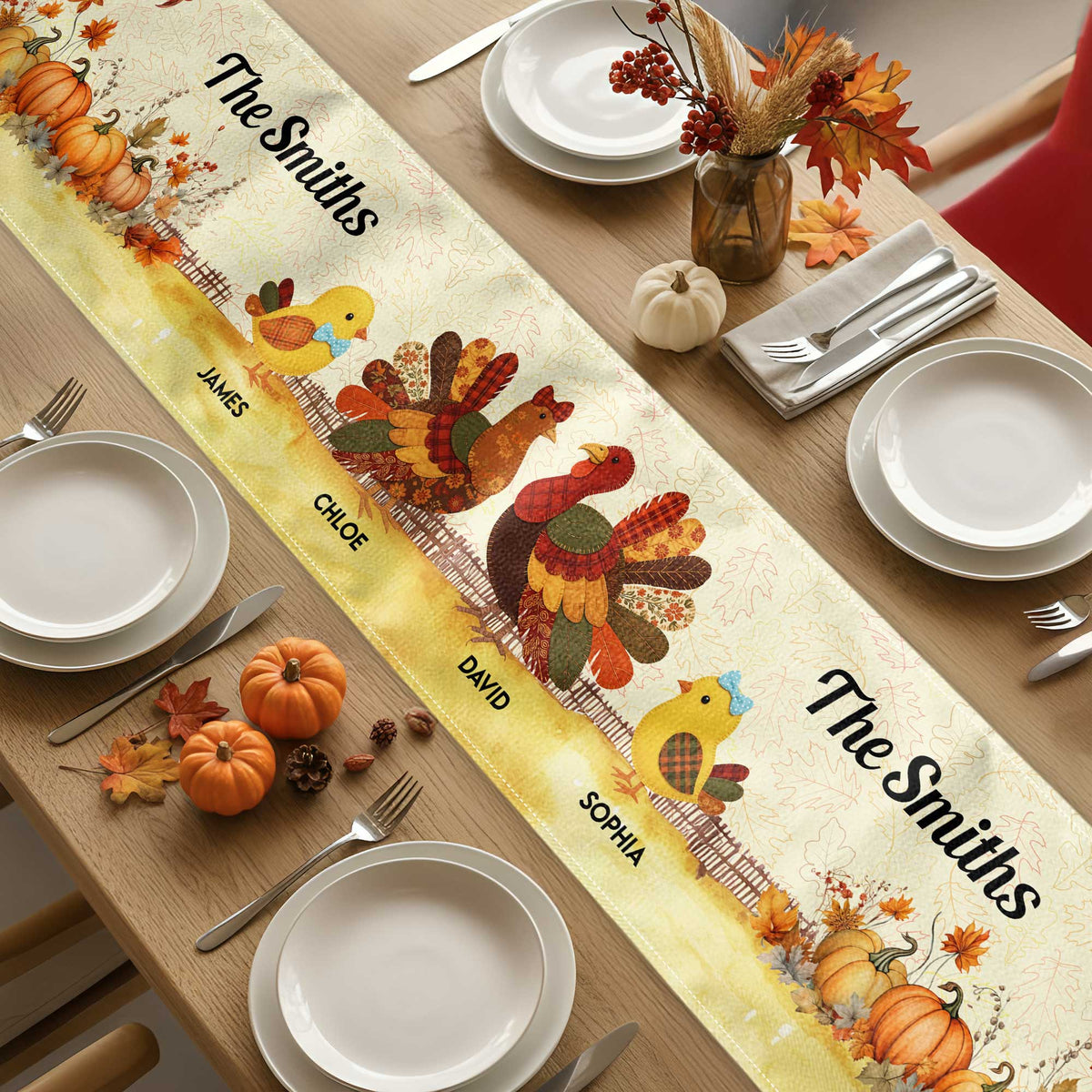 Thankful Goose Turkey Autumn Leaves Cozy Fall Decor - Personalized Table Runner 70621974-ef2c-48e0-962b-63325e83b79a-1.jpg