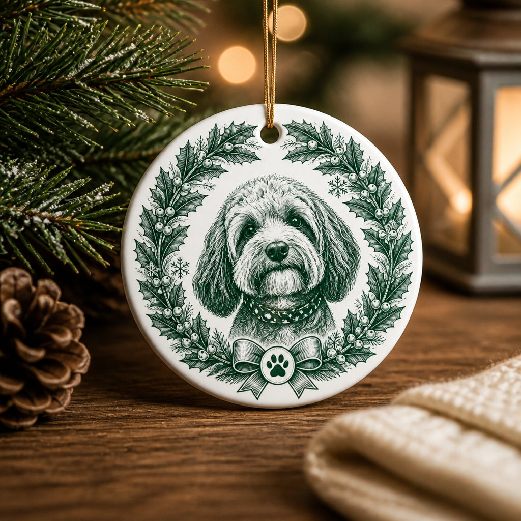 Custom Pet Portrait Holiday Wreath Ornament (Engraved Style) - Personalized Ornament 70700d42-0db0-4133-9b23-c4ea14ce66d0.jpg