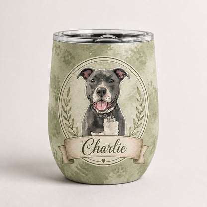 Custom Pet Portrait Wine Tumbler — Watercolor Crest with Name - Personalized Wine Tumbler 7075b22e-14df-4777-a289-11e8d5847e29.jpg
