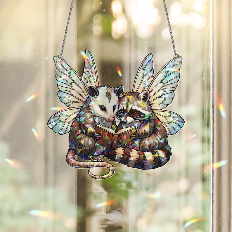 Fairy Possum & Raccoon Hanging: Holographic Acrylic Window Decor 7083a98f-65f8-4601-afb1-0cca212562fc-hgghh-3-.jpg