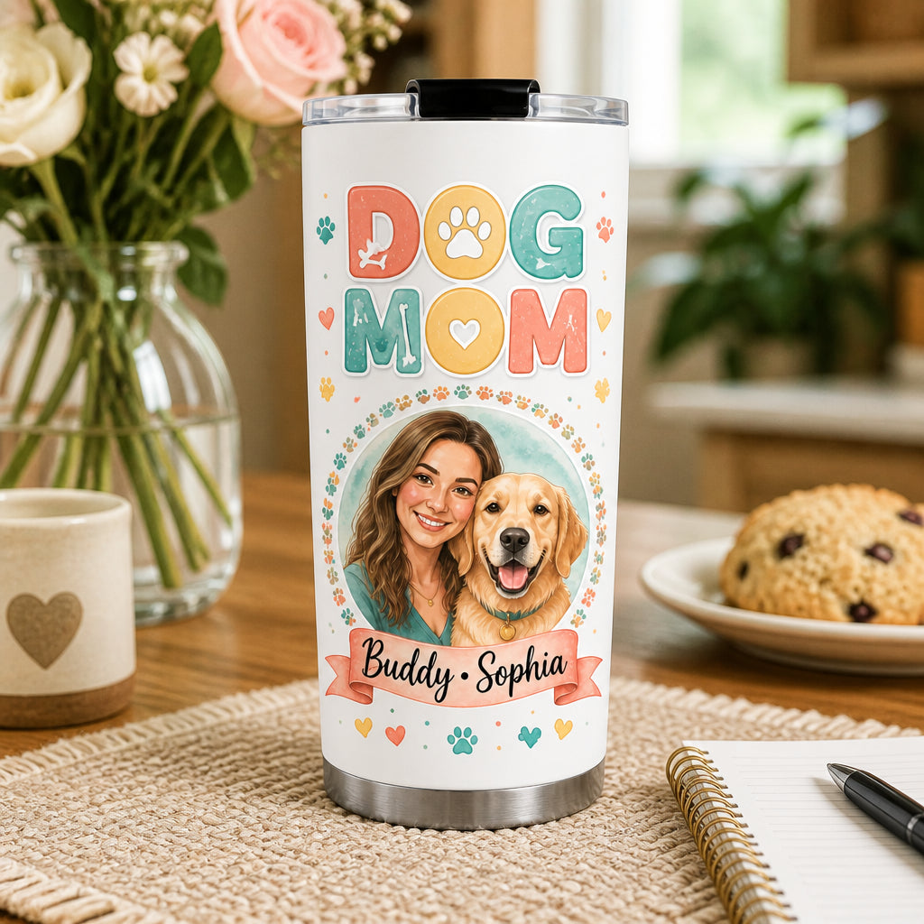 Dog Mom Custom Portrait Tumbler – Photo-to-Watercolor with Names - Personalized Tumbler 70a20a6a-23df-47ae-9554-e600b9f85be6.jpg