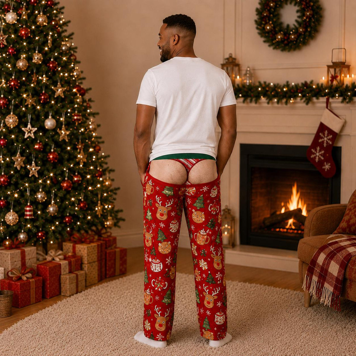 Custom Funny Men’s Pajama Pants, Fake Underwear Illusion PJs, Gingerbread Holiday Lounge Pants, Gag Gift 70c62165-7990-4d42-8b47-61f24c1b93e8-3.jpg