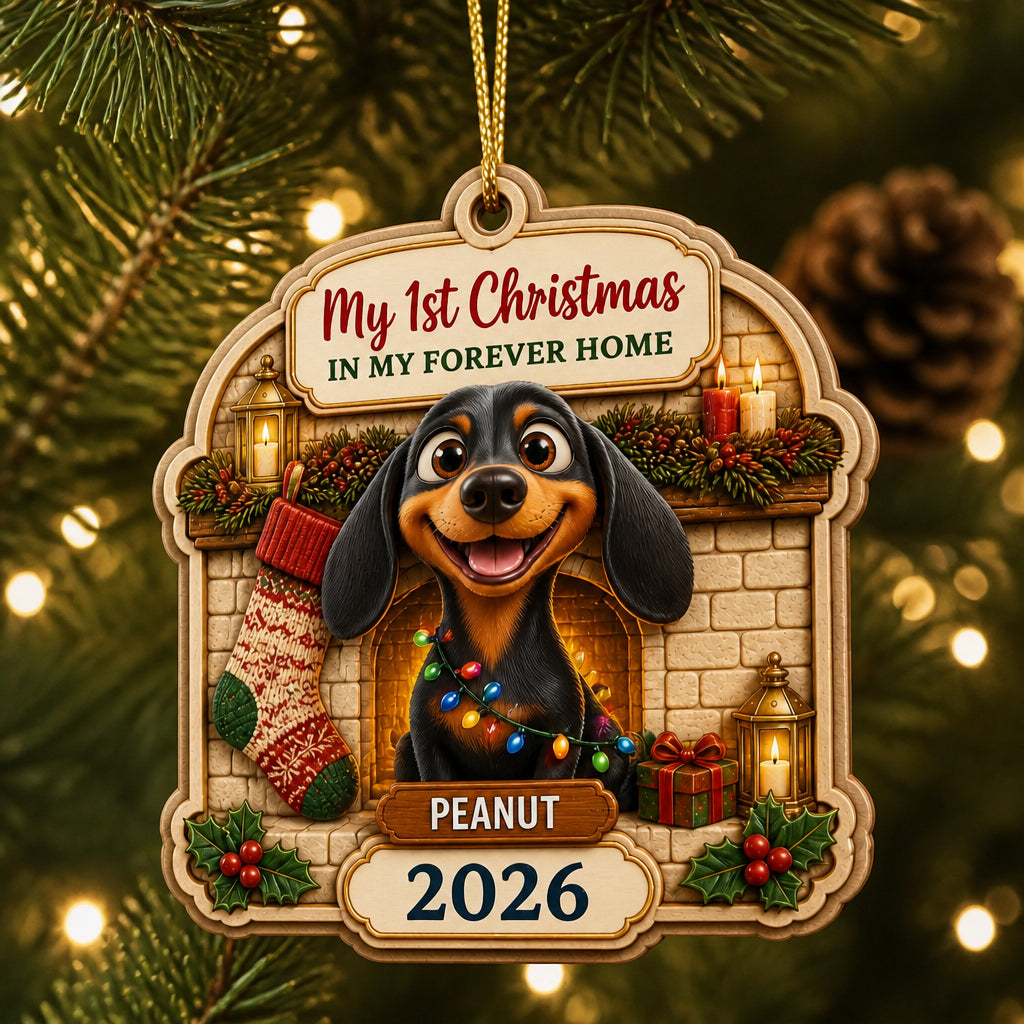 My 1st Christmas In My Forever Home – Custom Pet Photo 3-Layer Wood Ornament - Personalized 3-Layered Wood Ornament 70f67aa9-b005-4b9e-98fa-4aac6cf41f6d.jpg