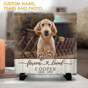 Personalized Pet Memorial Stones for Dogs - Bereavement Stepping Stone Gifts for Loss of Pet - Custom Square Headstone - Forever Loved Dog Grave Marker