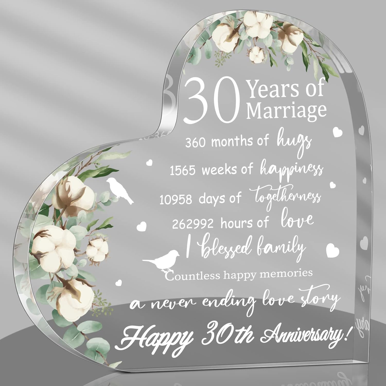 Wedding Gift for Her Years of Marriage Gift Happy Anniversary Present for Woman Acrylic Heart Marriage Keepsake for Wife Husband Girlfriend Boyfriend