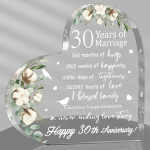 Wedding Gift for Her Years of Marriage Gift Happy Anniversary Present for Woman Acrylic Heart Marriage Keepsake for Wife Husband Girlfriend Boyfriend