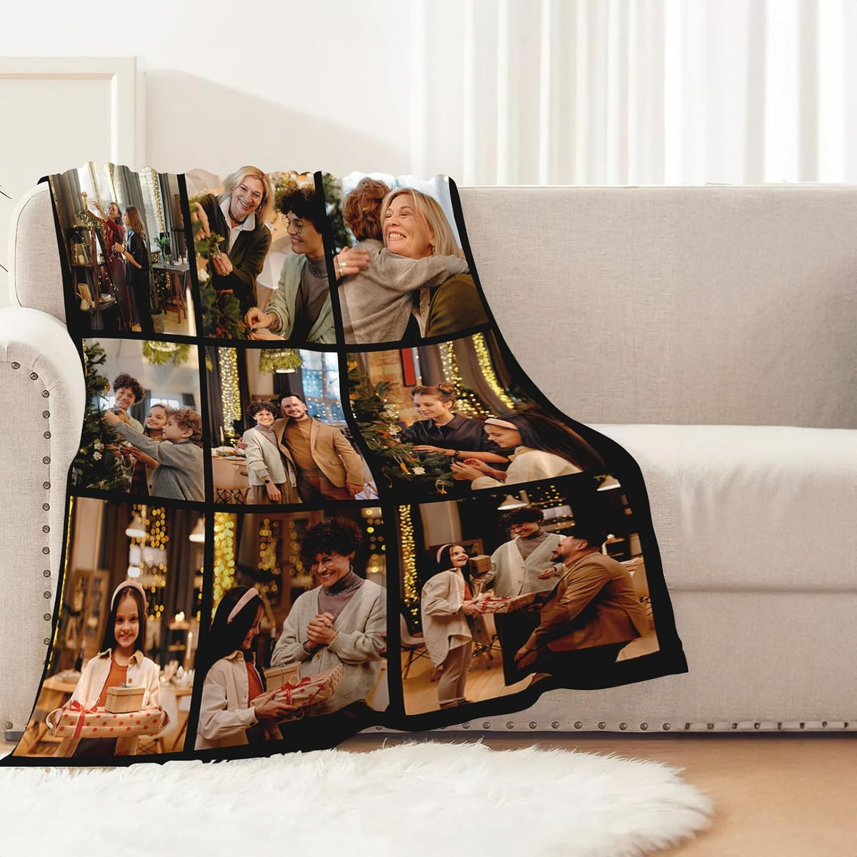 Custom Blanket with Picture, Personalized Throw Photo Blankets Customized Photo Gifts for Mom Dad Women Family