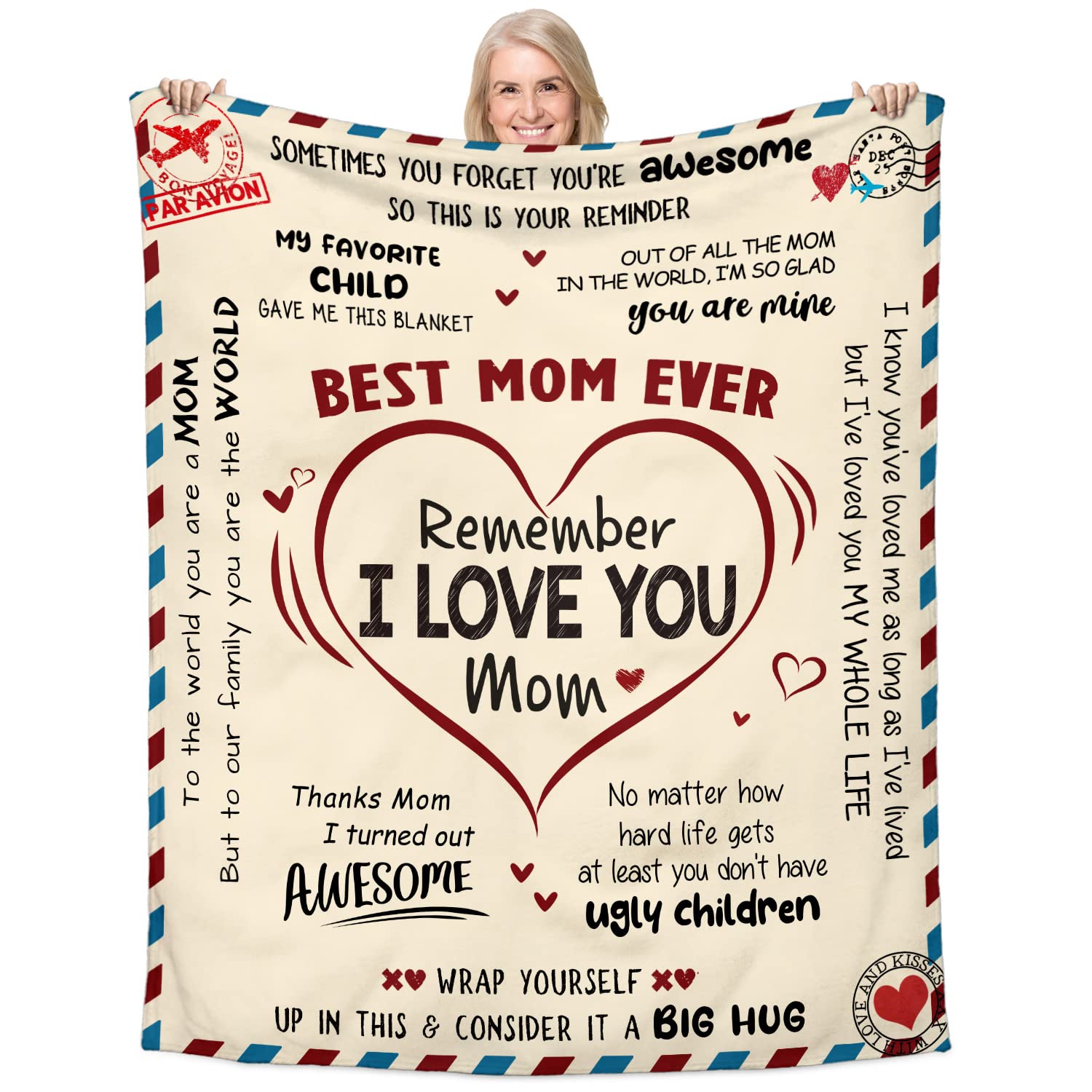 Gifts for Mom from Daughter Son - Super Soft Fleece Throw Blanket for Couch Bed - Mother's Day Best Mom Birthday Gifts for Women Mama, Present for Stepmom Mother-in-Law