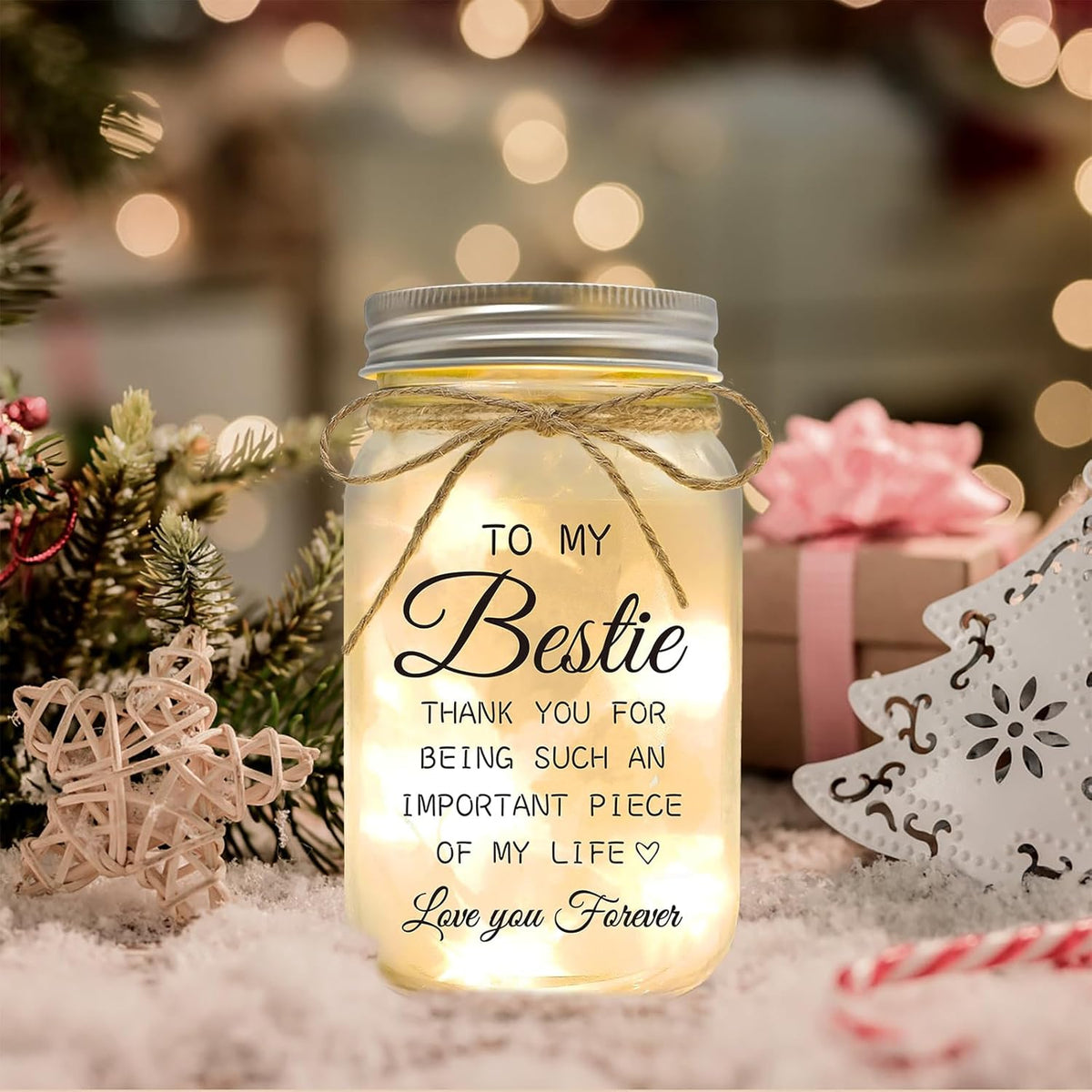 Friendship Gifts for Women, Mason Jar Night Lights for Friend, Gifts for Friends Best Friend Birthday Gifts, Thankgiving Christmas Gifts for Women