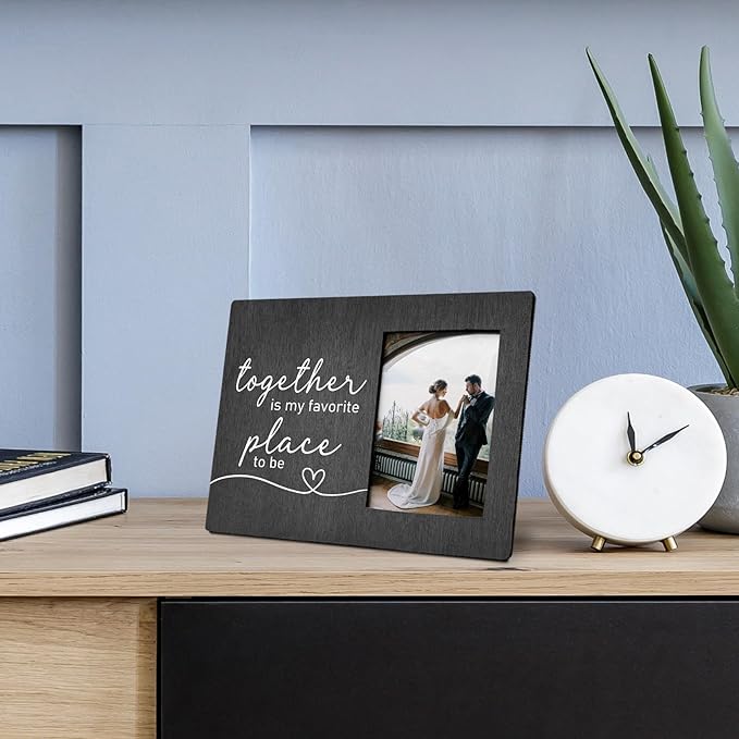 Engagement Picture Frame, Wedding Picture Frame, Engagement Gifts for Couple, Engagement Gifts for Newly, Wedding Gifts for Him Her, Black Together is My Favorite Place Photo Frame