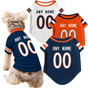 Denver Dog T-Shirt Jersey Style Pet Clothes Custom Name and Number Gifts
