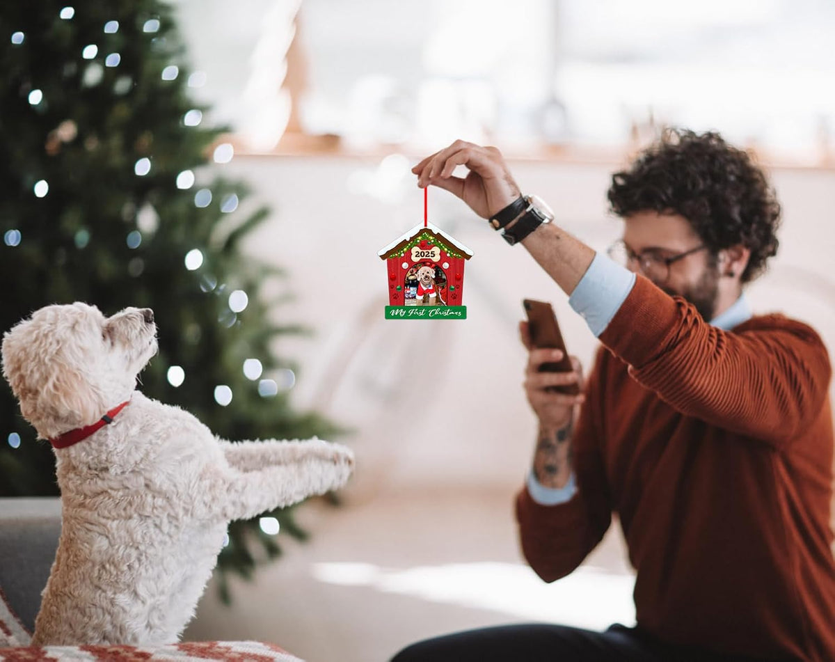 Dog Picture Frame Christmas Ornaments 2025 Personalized Photo Frame Ornament for Christmas Tree My First Xmas Ornament 2025 for Dogs Lovers Christmas Tree Decorations Gifts