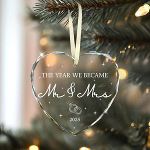 Wedding Gifts for Couples 2025, Bridal Shower Gifts for Bride, Mr and Mrs Gift, Wedding Gift for Newlyweds, Just Married Decorations, Crystal Glass Christmas Ornaments, Personalized Wed Ornament 2025