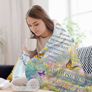 I Never Left You Custom Memorial Photo Blankets | in Memory of Loved One | Sympathy Gifts for Loss of Mother Father Husband Grandma Son | Bereavement Grief Gifts