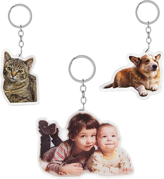 Personalized Photo Dog Cat Acrylic Keychain Custom Keyring Backpack Pendant Gift Memorial Pet Dog Cat Dog Mom Cat Mom