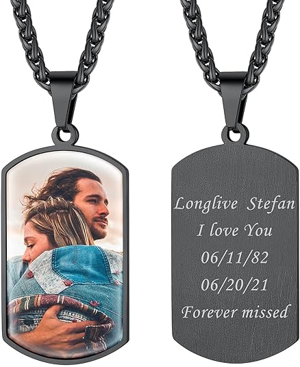 Photo Necklace Personalized for Men Women Dog Tag/Square/Round/Angel Wing/Cat/Oval Shaped Stainless Steel/Gold Plated Picture Pendant Custom Text Memorial Jewelry