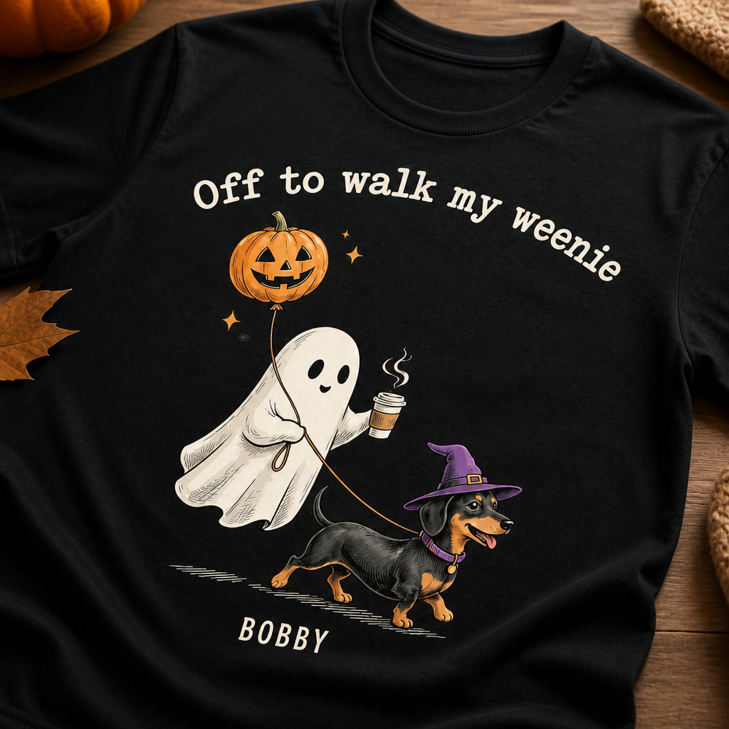 Off To Walk My Weenie – Custom Dachshund Halloween Tee - Personalized T-shirt 71197de8-5919-42c6-b697-45aaf2d9386f.jpg