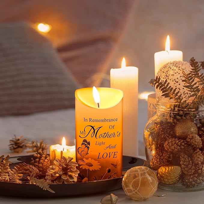 Sympathy Gifts for Loss of Mother LED Flameless Candles Memorial Candles in Remembrance of My Mother Memorial Candles for Loss of Loved One Mom Sympathy Candle
