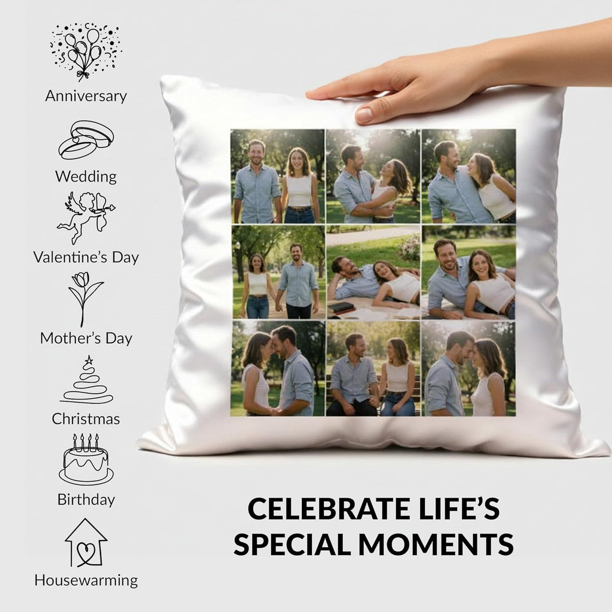 Personalized Photo Pillow  - Custom Cushion Case with Any Picture Print Gift - Customized Pillows with Your Loved Ones/Family Square Pillows