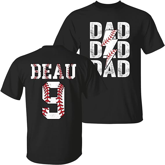 Personalized Baseball Dad Shirt - Custom Name and Number Baseball Daddy 2 Sided T-Shirt 711TP3fd8LL._AC_SX569.jpg?v=1714981597