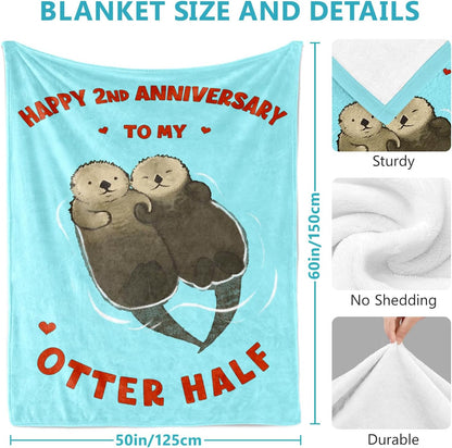 Happy  Anniversary Blanket Gifts for Him Her Boyfriend Girlfriend -  Year Wedding Anniversary Romantic Gifts for Women Men Wife Husband - Sweetest Day Present for Him Her - Love Blanket