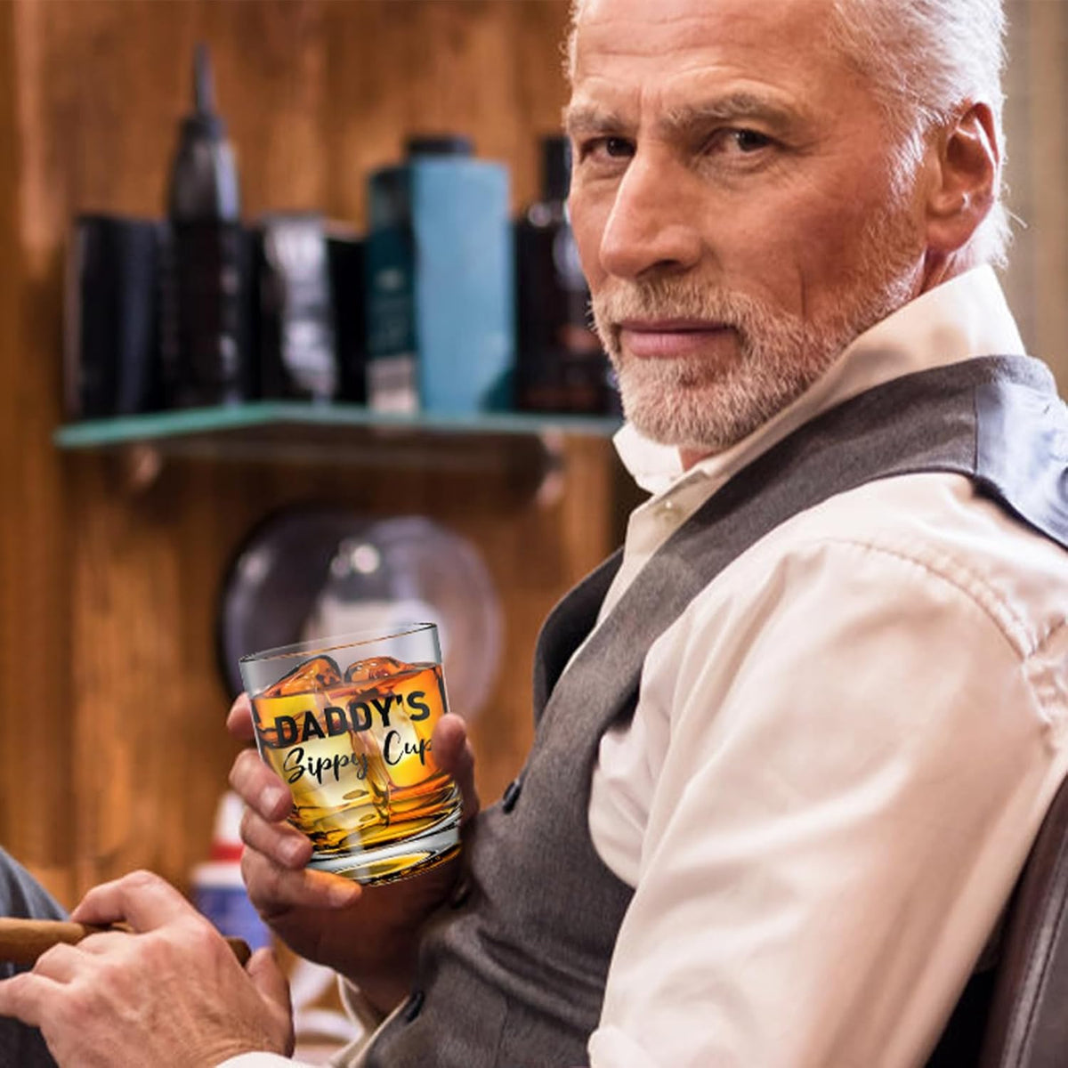 Fathers Day Dad Gifts for New Dad Husband from Daughter Son Wife, Whiskey Glass Birthday Valentines Anniversary Christmas Funny Gag Gift Ideas Bourbon Scotch Presents for Expecting Father