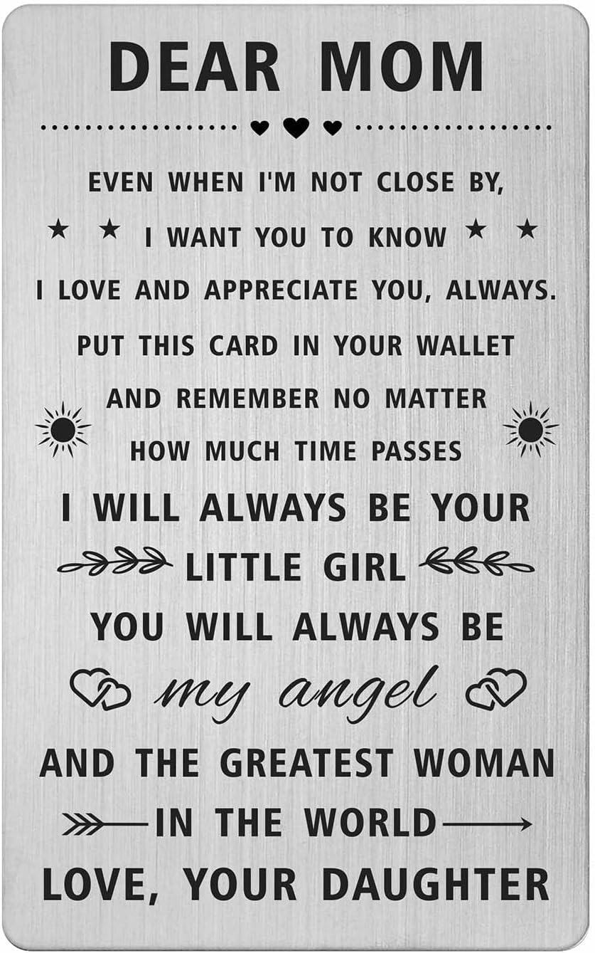Mom Gifts for Women, Happy Mothers Day Card from Daughter, Long Distance Gifts Dear Mom, I love You Mother Birthday Present