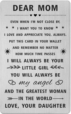 Mom Gifts for Women, Happy Mothers Day Card from Daughter, Long Distance Gifts Dear Mom, I love You Mother Birthday Present