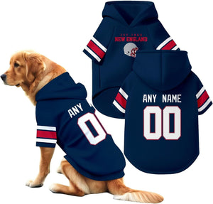 New England Dog Hoodie T-Shirt Pet Clothes Jersey Custom Name and Number Gifts