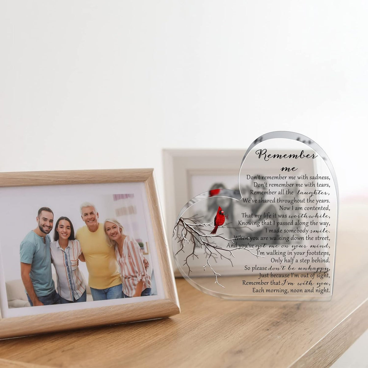 Sympathy Gift Acrylic Heart Shape Memorial Bereavement Gifts for Loss of Loved One Remembrance Condolence Funeral Grief Keepsake for Mom Dad Grandma friend Table Centerpieces