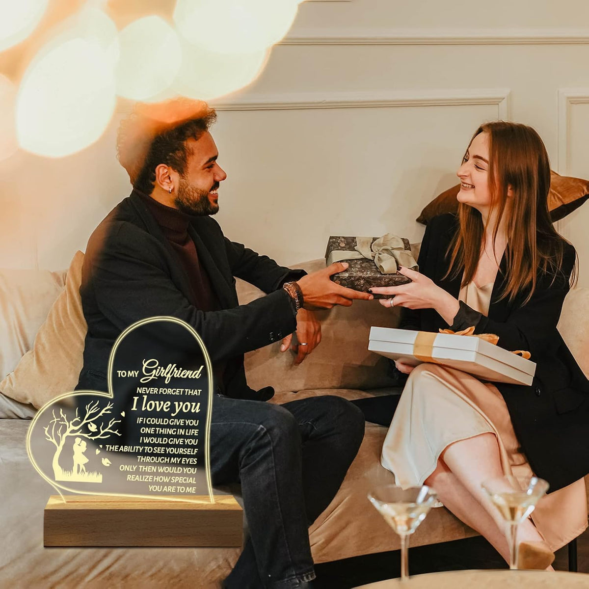 Valentines Day Gifts for Girlfriend, to My Girlfriend Custom Acrylic Engraved Night Light Presents, Birthday Anniversary Christmas Valentines Day Gifts for Girlfriend