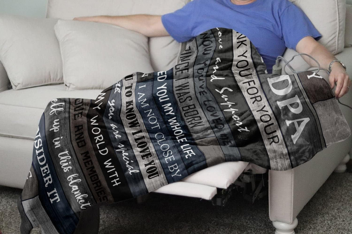 Thank You For Your Support And Love Personalized Grandpa Gifts,Gifts for Grandpa from Grandchildren Granddaughter Grandson,Grandfather Gift Blanket