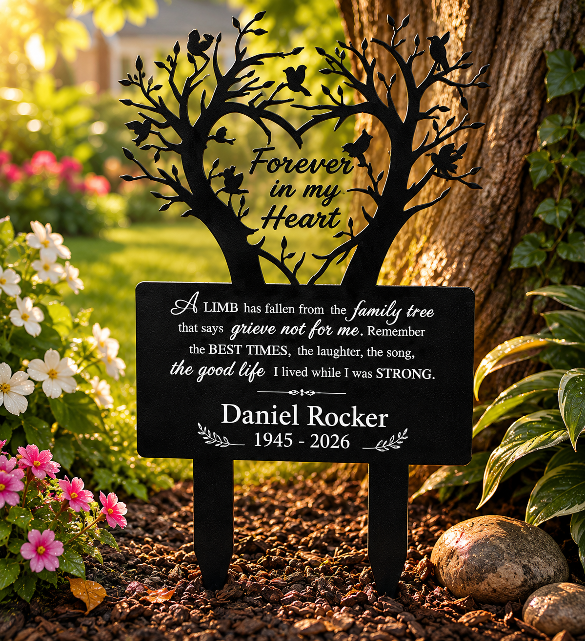 Personalized Garden Stake Graves Cemetery Decorations , Metal Memorial Grave Markers Family Tree Graveyard Commemorative Plaque For Dad Mom Remembrance Plaque Stake Sympathy