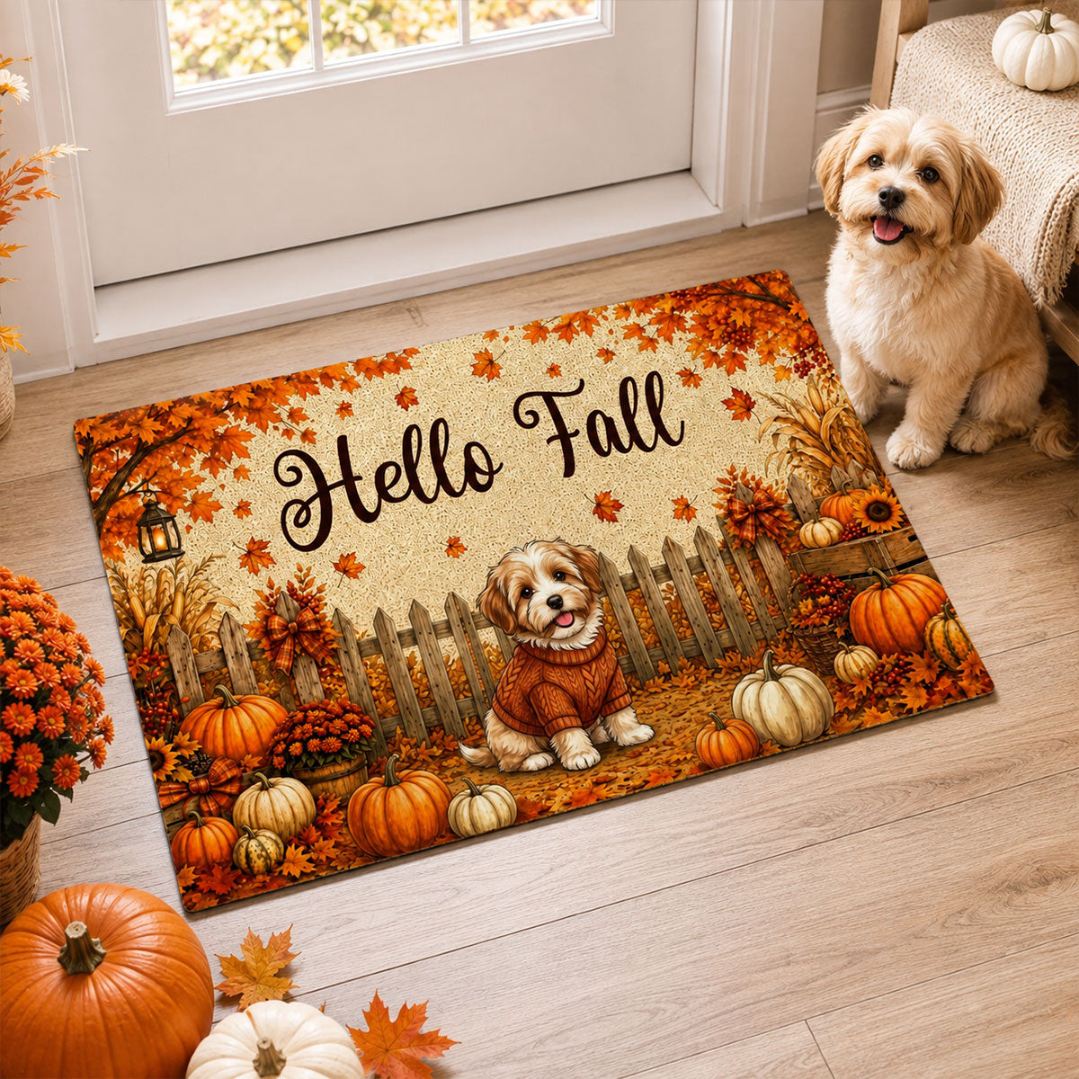 Vintage Dog Cat Hello Fall Photo Upload - Personalized Garden Flag - Fall Season Gift For Dog Mom, Cat Mom 712f5776-dc1d-4096-ad78-bd67f50c4a64-5.jpg