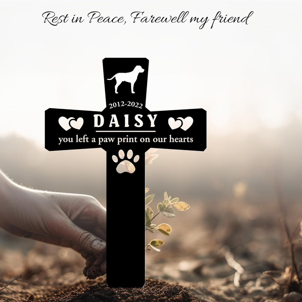 Pet Grave Markers Dog, Pet Headstones for Dogs for Lost Dog Sympathy Gift, Waterproof Dog Grave Markers Outdoor, Dog Tombstones for Graves Outdoor, Garden Dog Cross for Grave