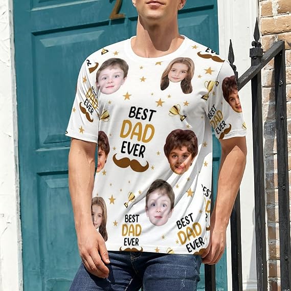 Custom T Shirts with face for Men Women Design Your Own Shirts, Personalized Fathers Day T-Shirt Gifts for Dad