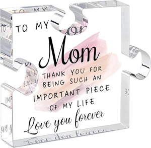 Gifts for Mom from Daughter Son, Acrylic Puzzle, Love Mom Gifts, Birthday & Mother's Day, Personalized Acrylic Puzzle for Birthdays, Christmas, and Beyond