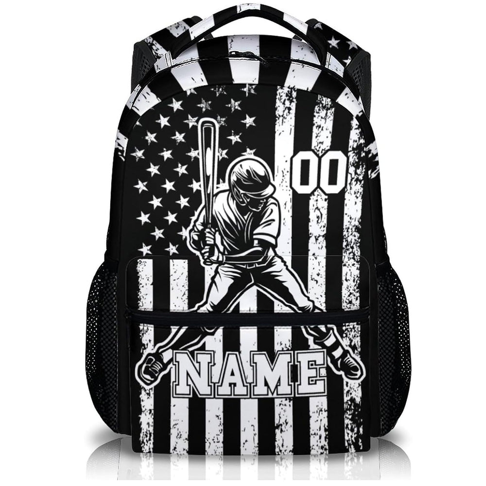 Kids Backpack for Boys, Custom Baseball School Backpacks for Sports Lovers, Personalized with Name Baseball Bookbag for Elementary Middle School, Back to School Gifts
