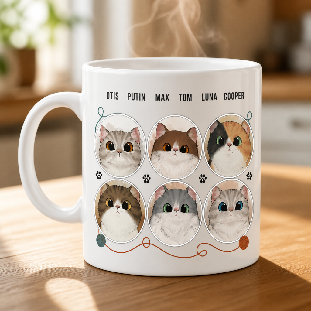 Best Cat Dad Mug – Watercolor Pet Portrait Collage - Personalized Mug 7136a2d1-e73c-4a78-8f16-a25903236c29.png