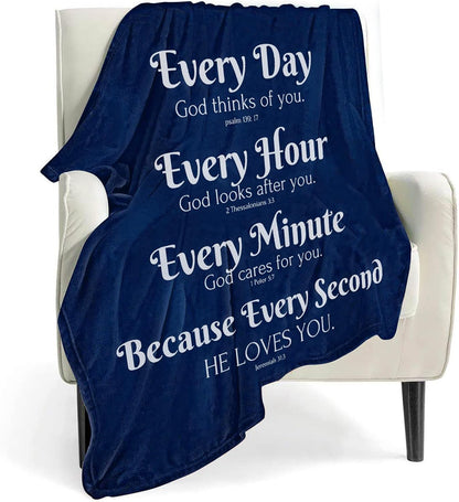 Verse Blanket with Inspirational Thoughts and Prayers- Religious Throw Blanket Soft Lightweight Cozy Plush Warm Blankets for Women Men Gift